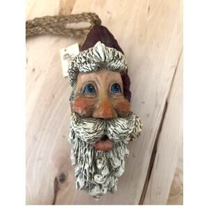 BERT ANDERSON 2001 Santa Head on a Rope Ornament Door Hanger Wall Hanging VTG